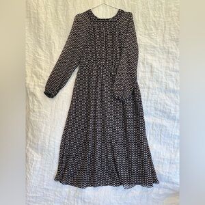 Boden Black and White Bishop Sleeve Sundress